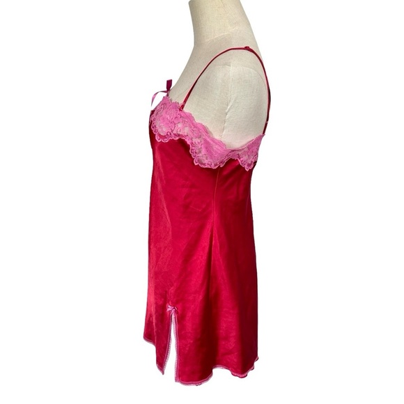 Victoria’s Secret Y2K Satin Lace Bow Babydoll Slip Dress Barbiecore - Picture 3 of 11